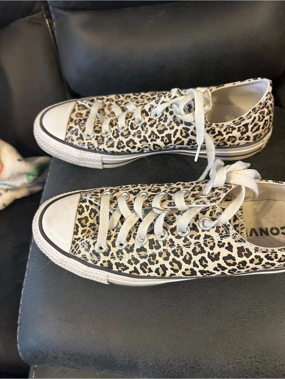 Women’s Leopard Print Canvas Sneakers - Tan/Black size 8